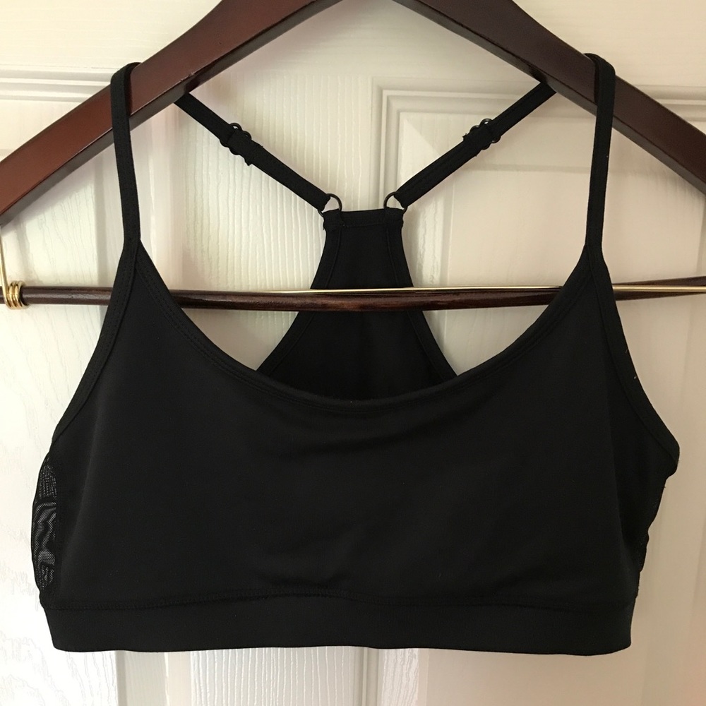 aerie black sports bra, size L
